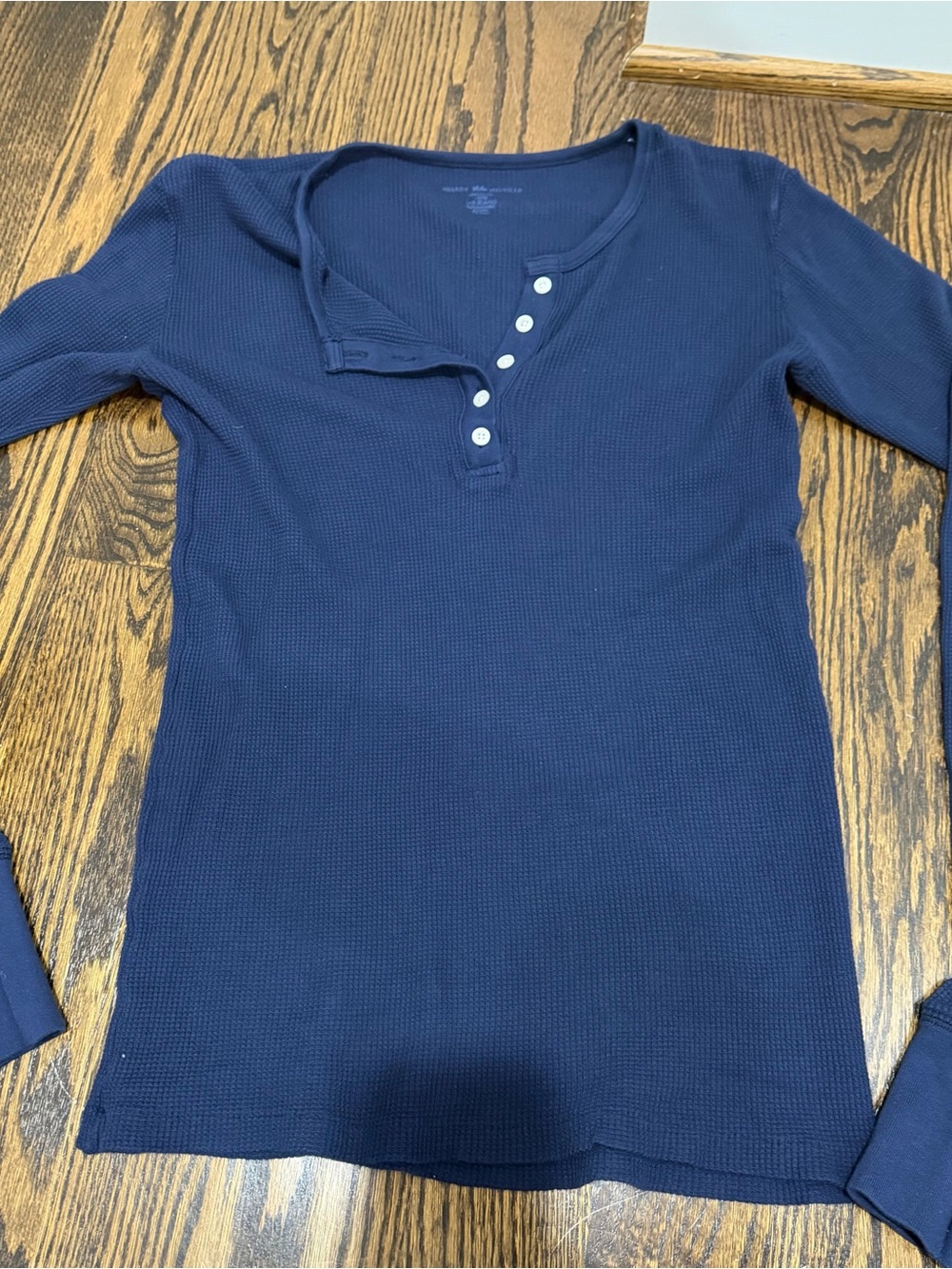 Navy Thermal Henley Long Sleeve Shirt